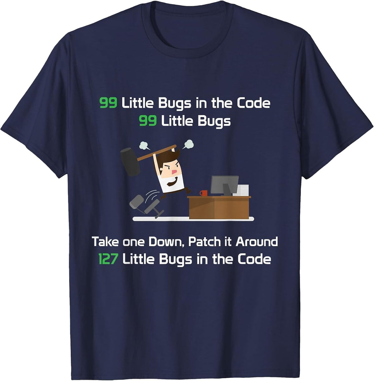 Mighty Oak: 99 Little Bugs in the Code Programmer T-Shirt T-Shirt - Navy Blue