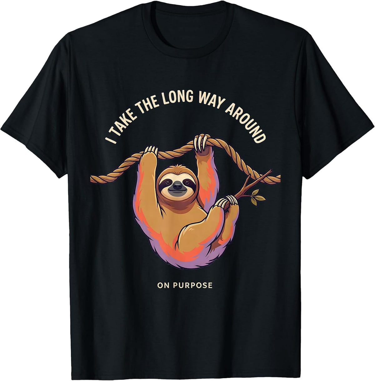 Men's I Take The Long Way Around On Purpose Funny Sloth Lover Gift T-Shirt - Black