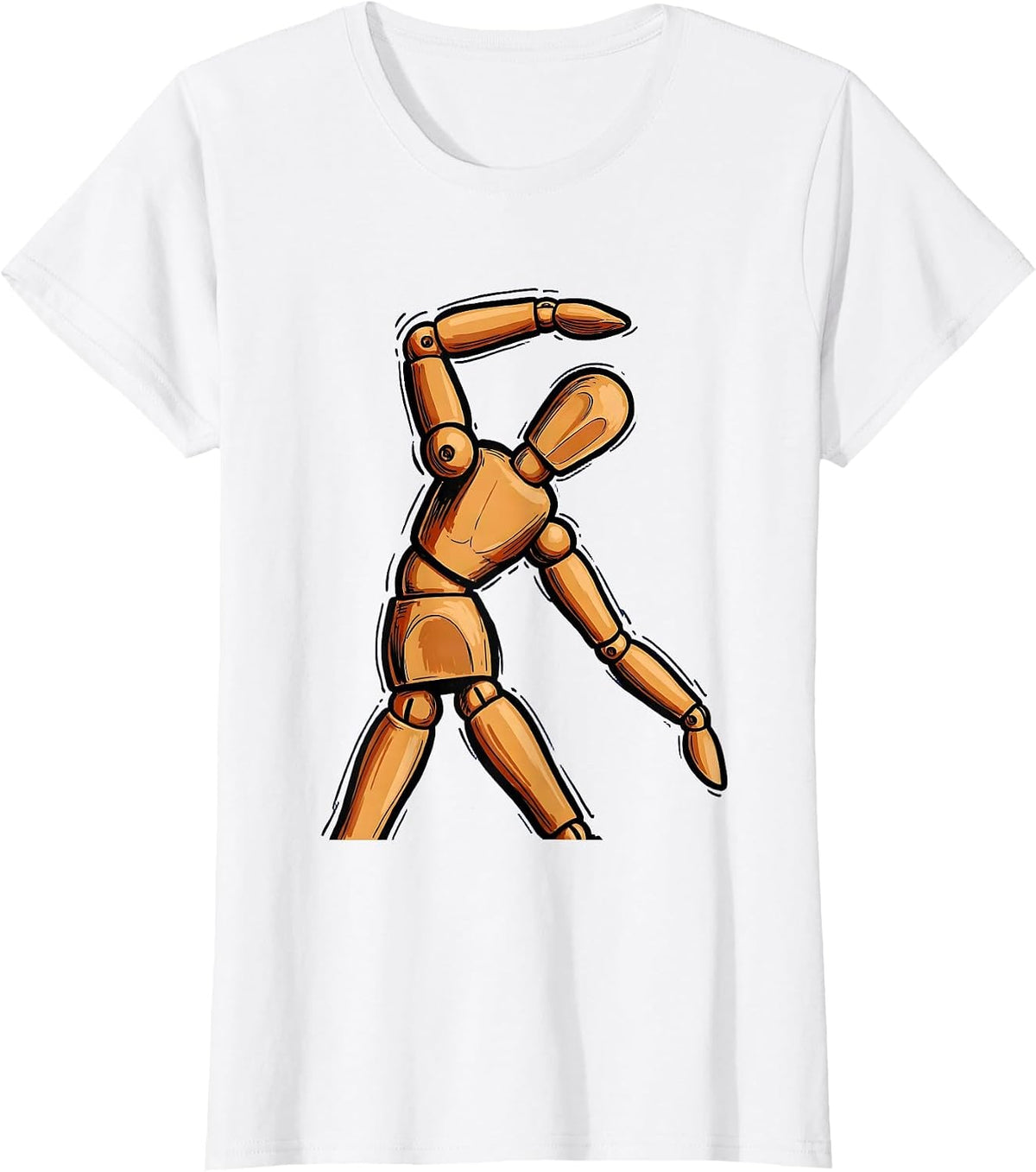Vintage Wooden Mannequin Art Teacher Graphic T-Shirt - White