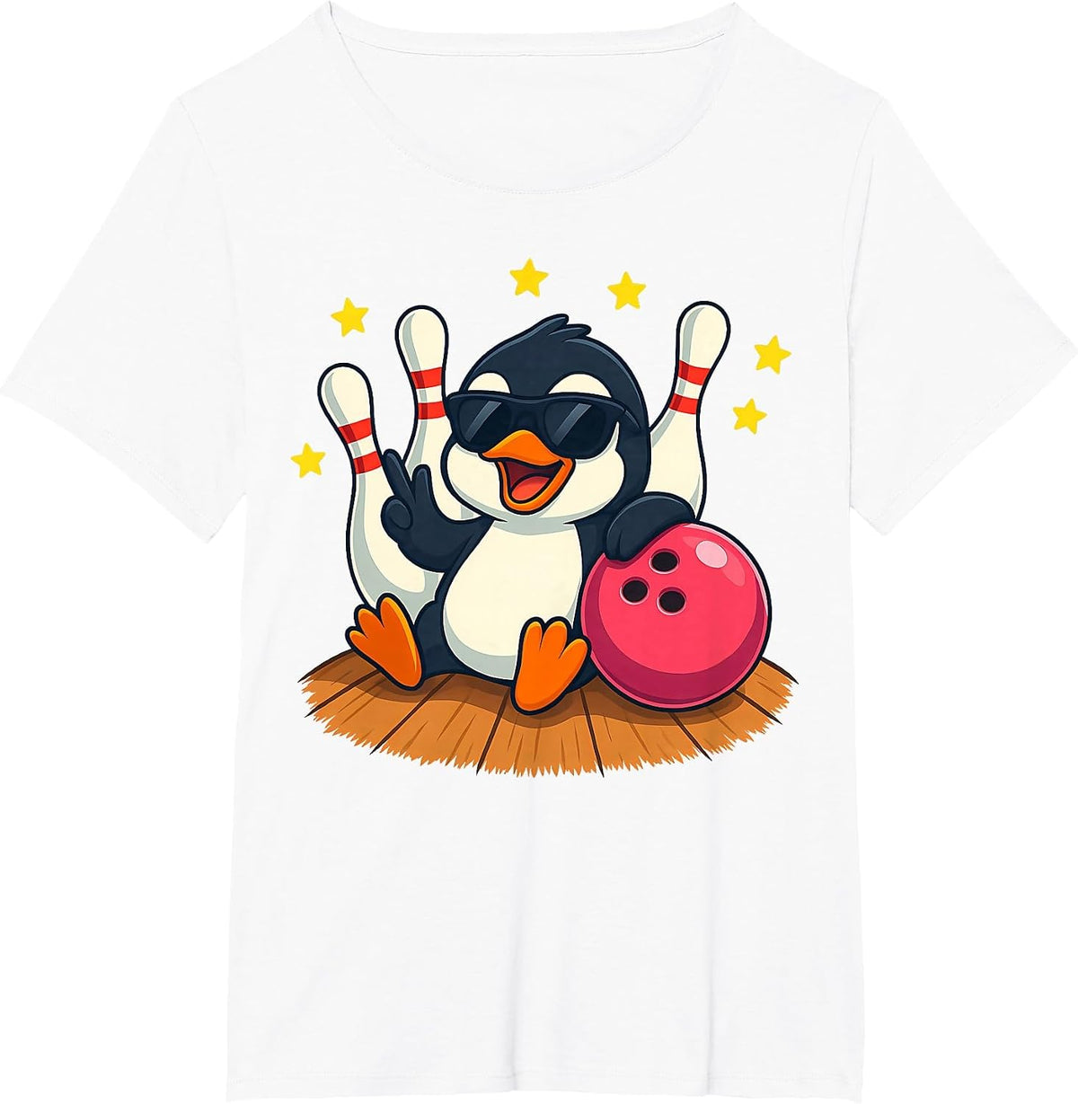 Cute Penguins with Sunglasses Playing Bowling for Men Women T-Shirt - White