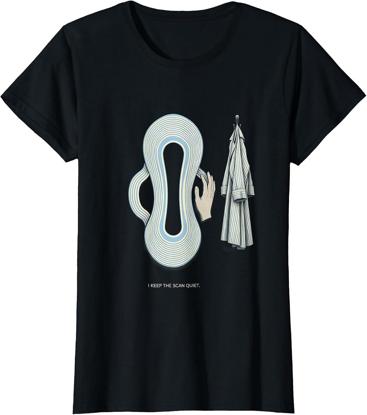 I Keep The Scan Quiet Disruptive Stripe Radiology Tech T-Shirt - Black
