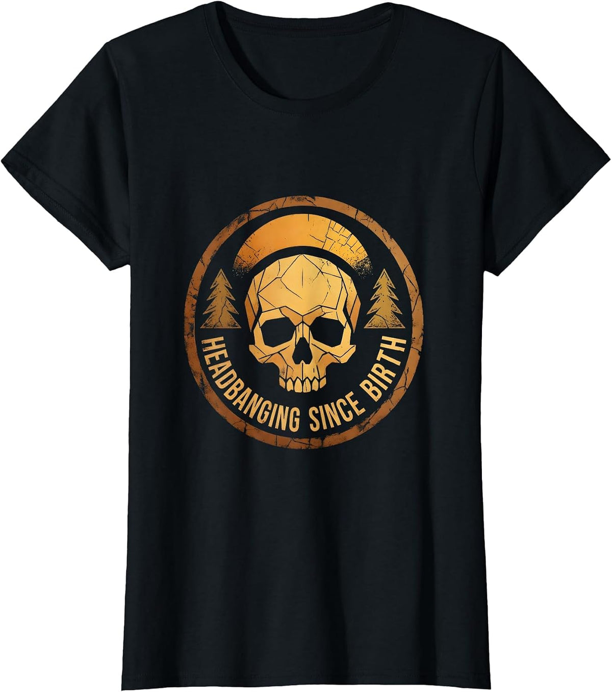 Headbanging Since Birth Heavy Metal Design T-Shirt - Black