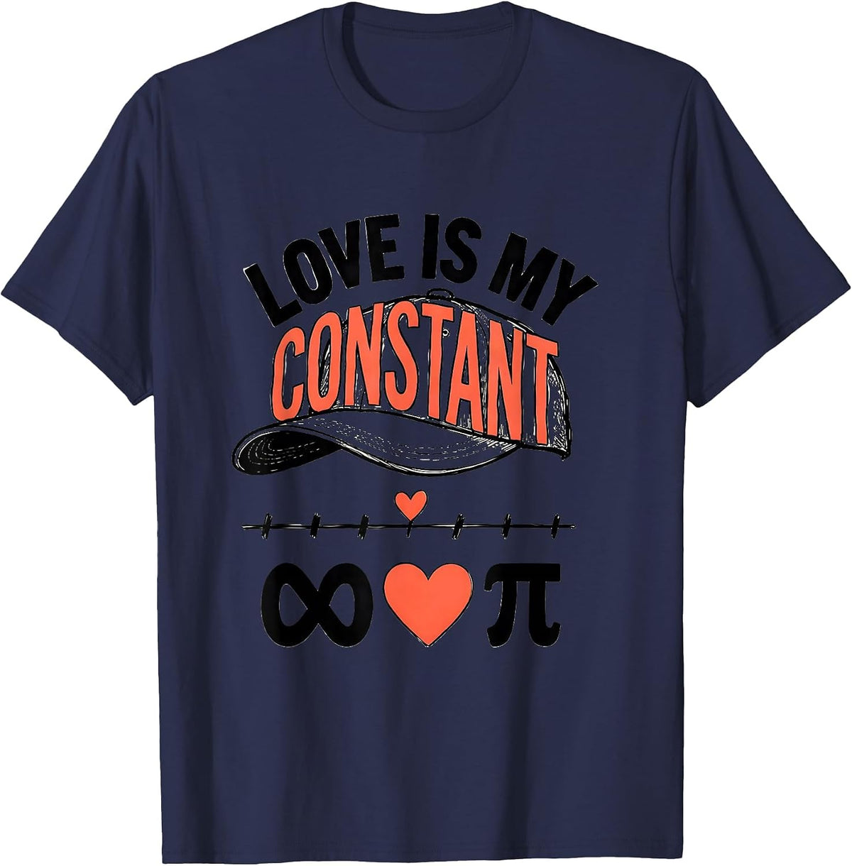 Men's Love Is My Constant Funny Math Teacher Valentine’s Day Humor T-Shirt - Navy Blue