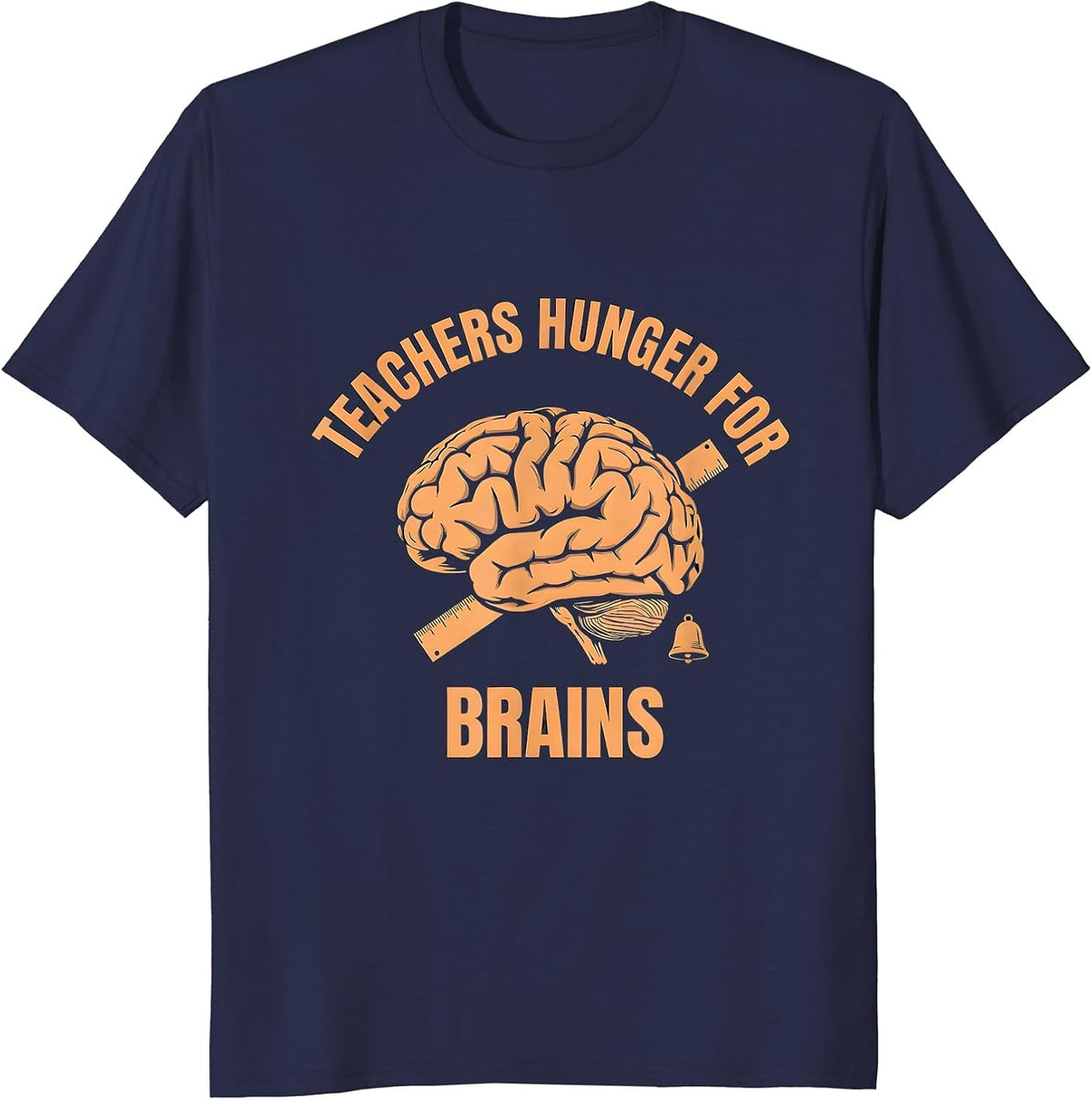 Teachers Hunger For Brains Funny Zombie Halloween Teacher T-Shirt - Navy Blue
