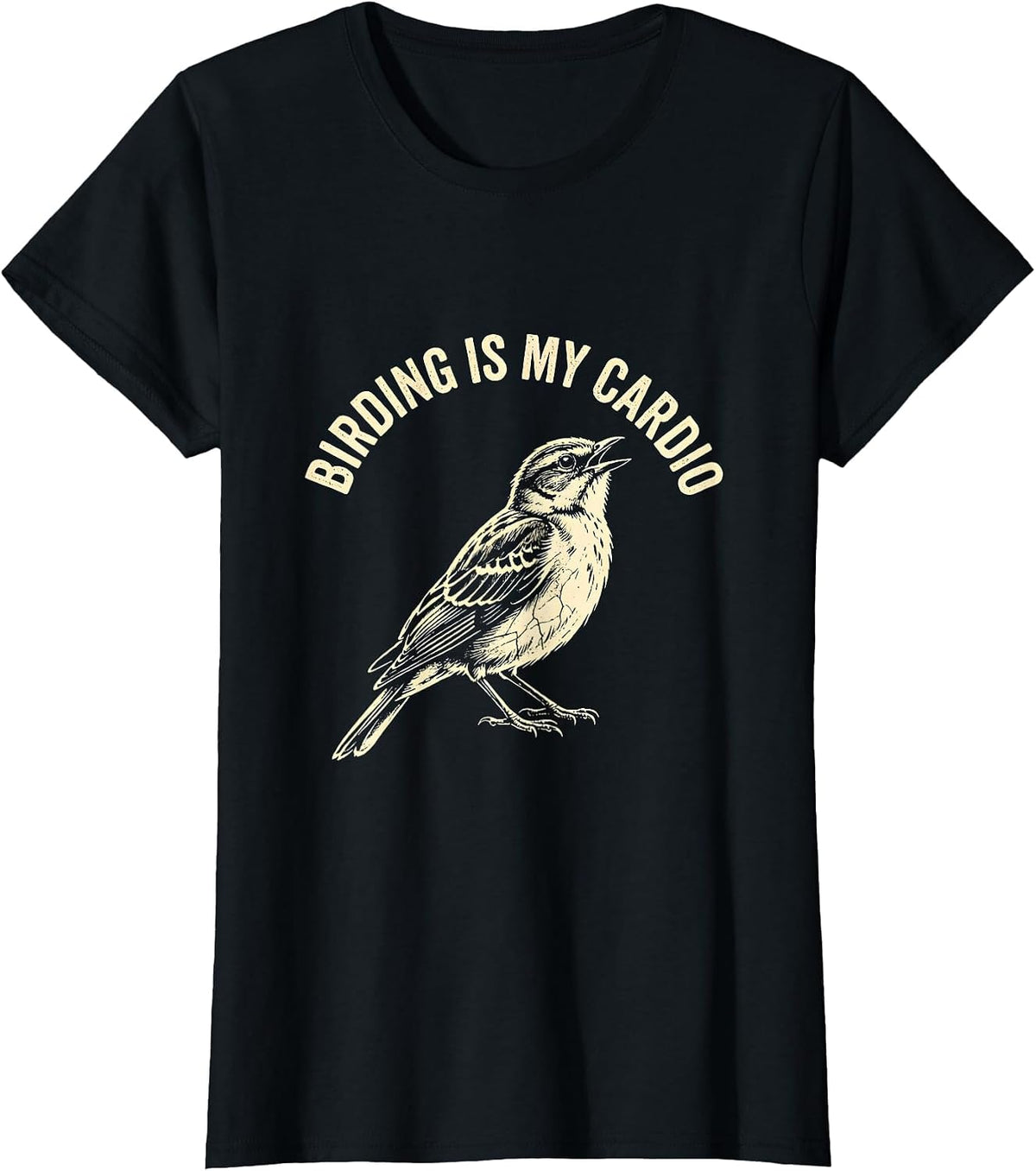 Birding Is My Cardio Bird Nerd Design T-Shirt - Black