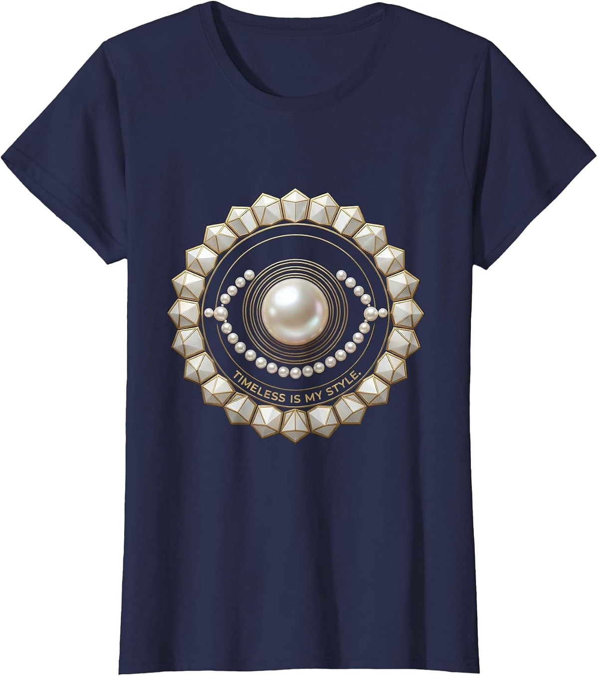 Women's Pearls Are Always Appropriate Timeless Style T-Shirt - Navy Blue