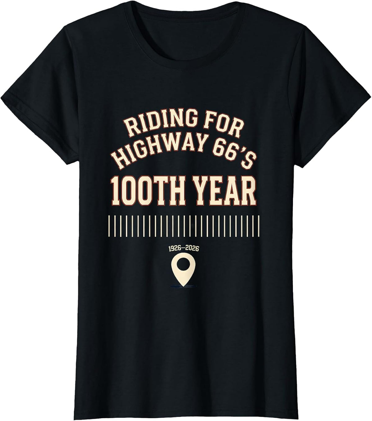 Riding For Highway 66's 100th Year, 1926–2026 Vintage T-Shirt - Black