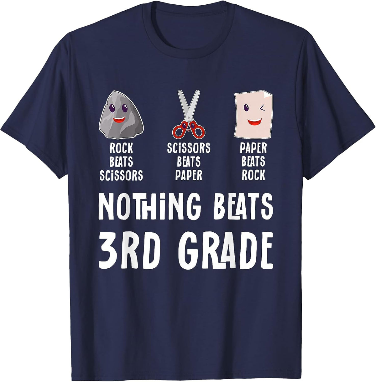 Nothing Beats 3rd Grade Funny Back to School Kids Teachers T-Shirt - Navy Blue