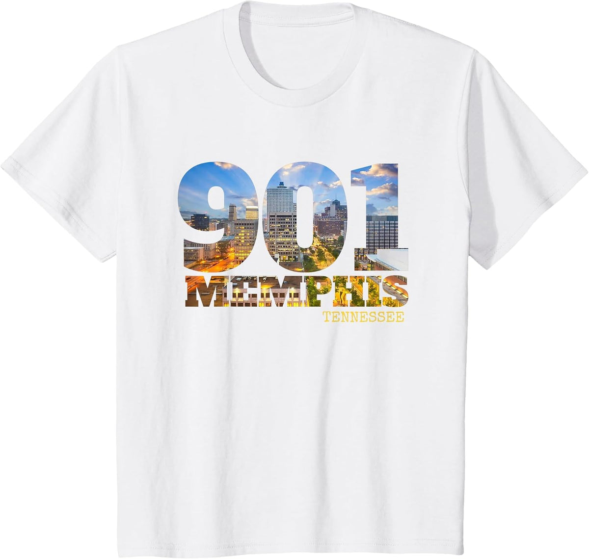 Area Code 901 Memphis Tennessee Skyline Art Tennesseean Town T-Shirt - White