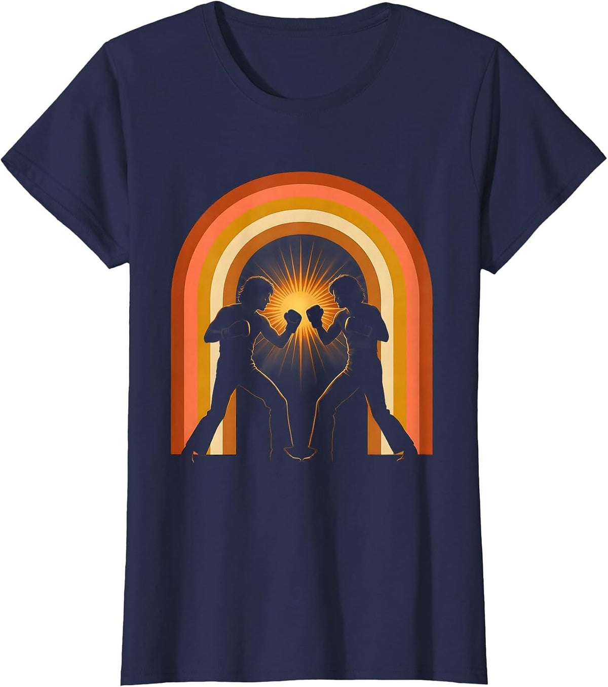 Women's Big Bro Brothers Playful Boxing Sparring Graphic T-Shirt - Navy Blue