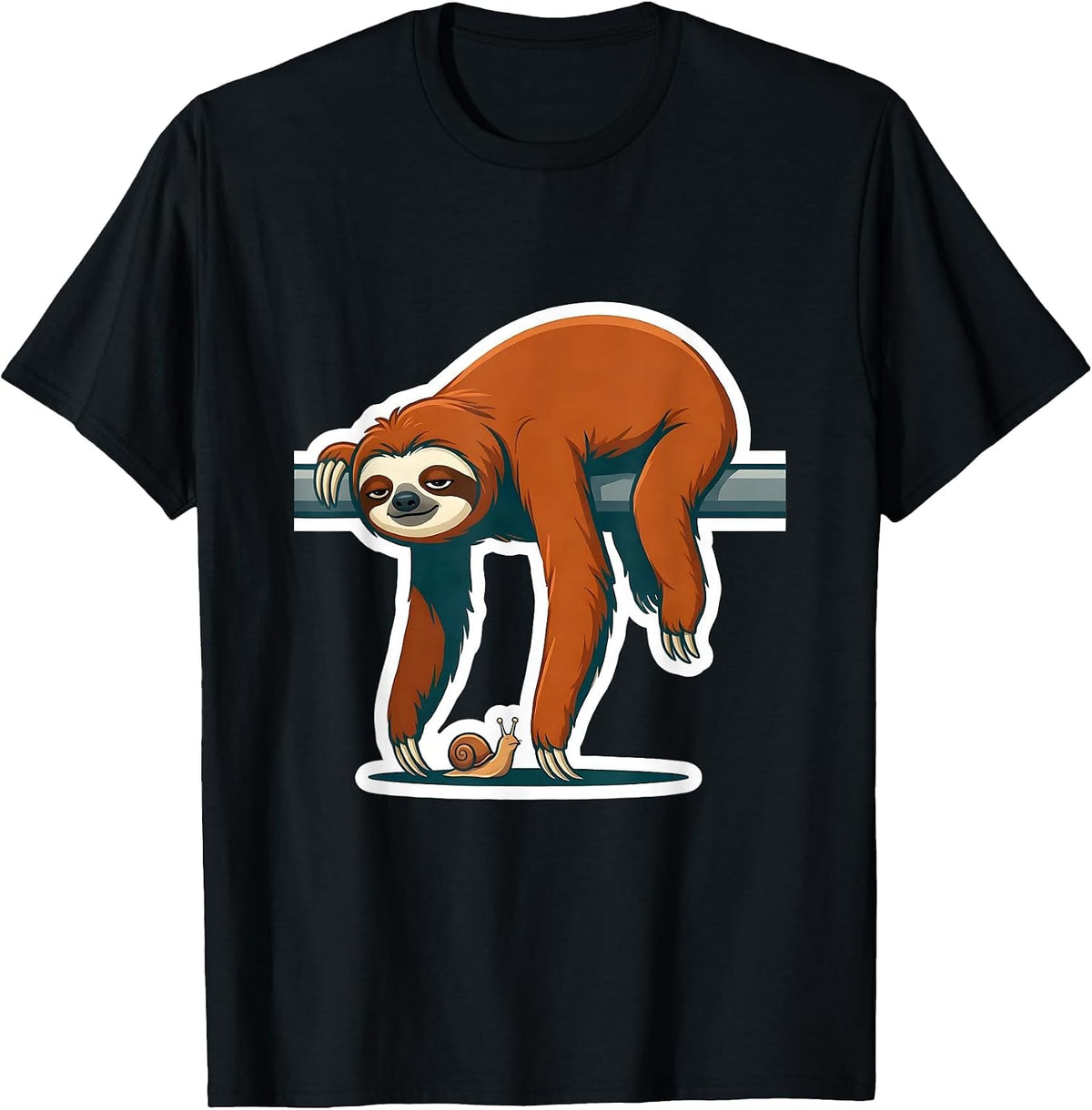 Men's Compact Sloth Sticker Chill Humor Animal Lover T-Shirt - Black