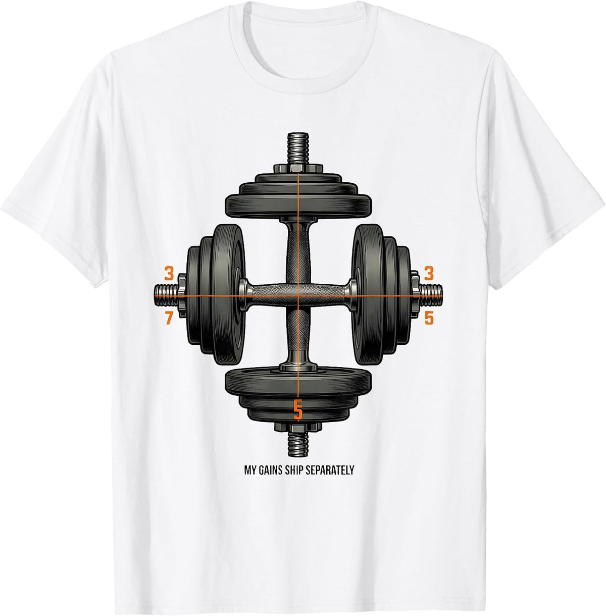 Men's My Gains Ship Separately Funny Gym Weightlifting Workout T-Shirt - White