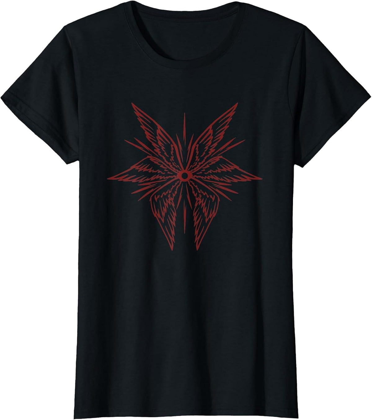 Emo Goth Alt Biblically Accurate Archangel Wings with Eye T-Shirt - Black