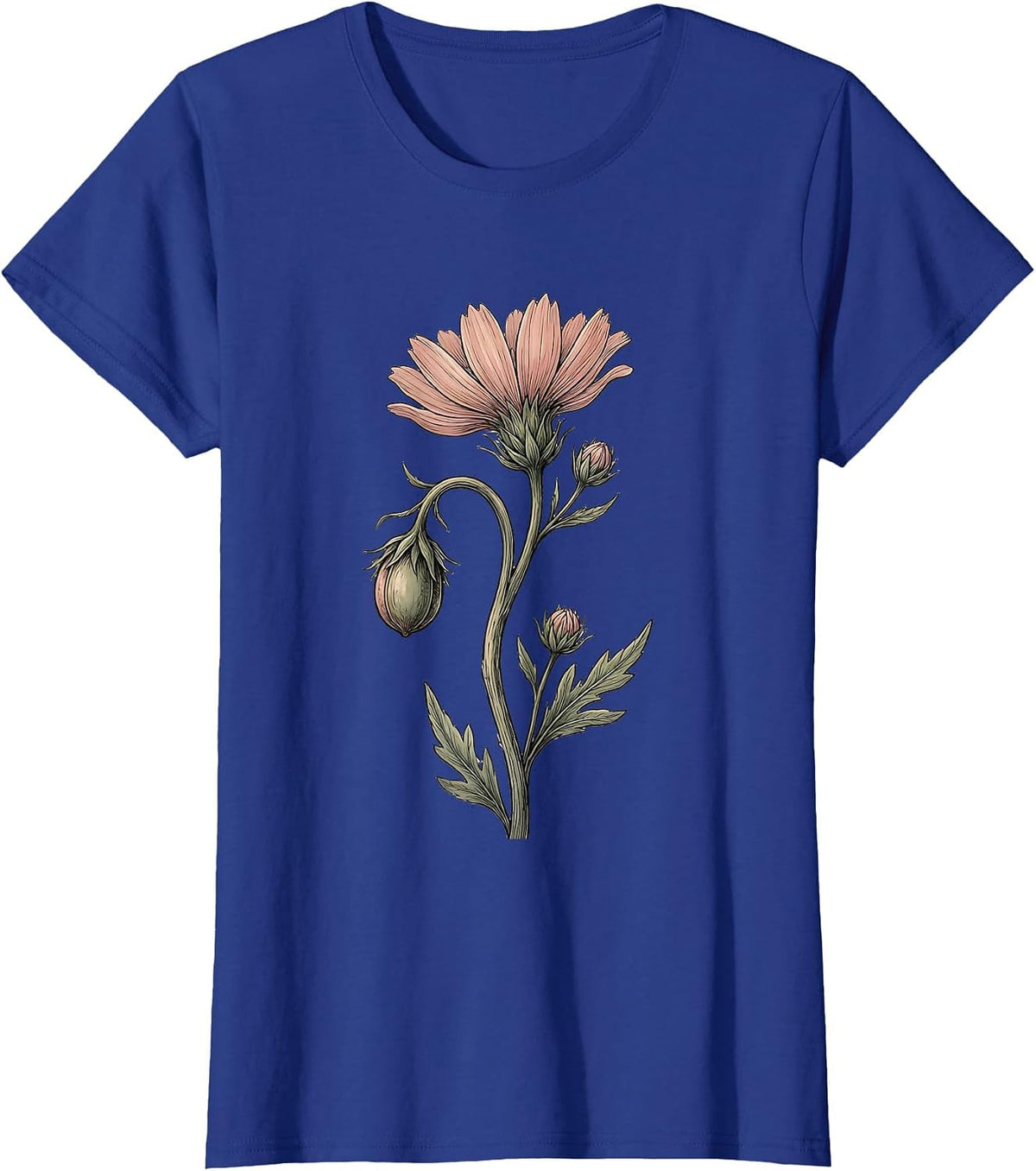Women's Semicolon Flower Suicide Prevention Awareness T-Shirt - Royal Blue
