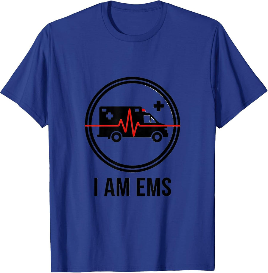 I Am EMS Minimalist EMT Paramedic First Responder Gift T-Shirt - Royal Blue
