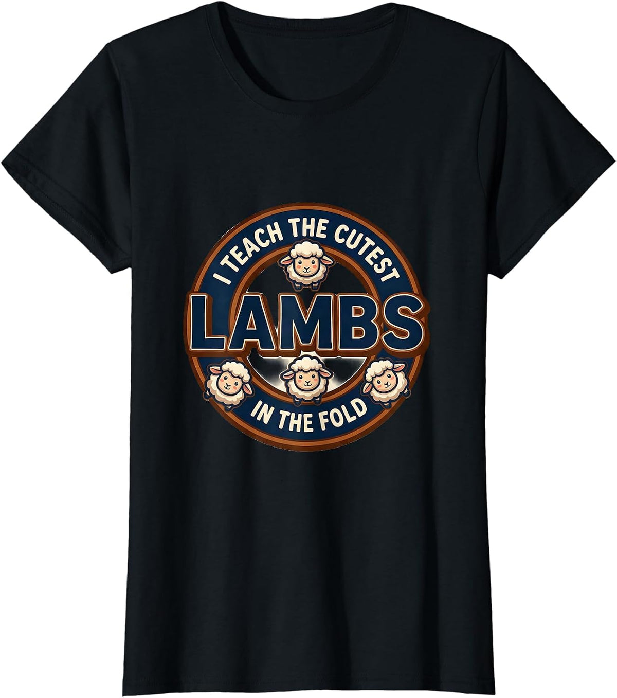 I Teach The Cutest Lambs In The Fold Preschool Teacher T-Shirt - Black
