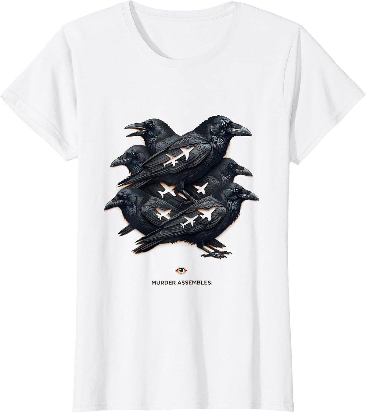 Murder Assembles Dark Humor Crow Murder Bird Lover Gothic T-Shirt - White