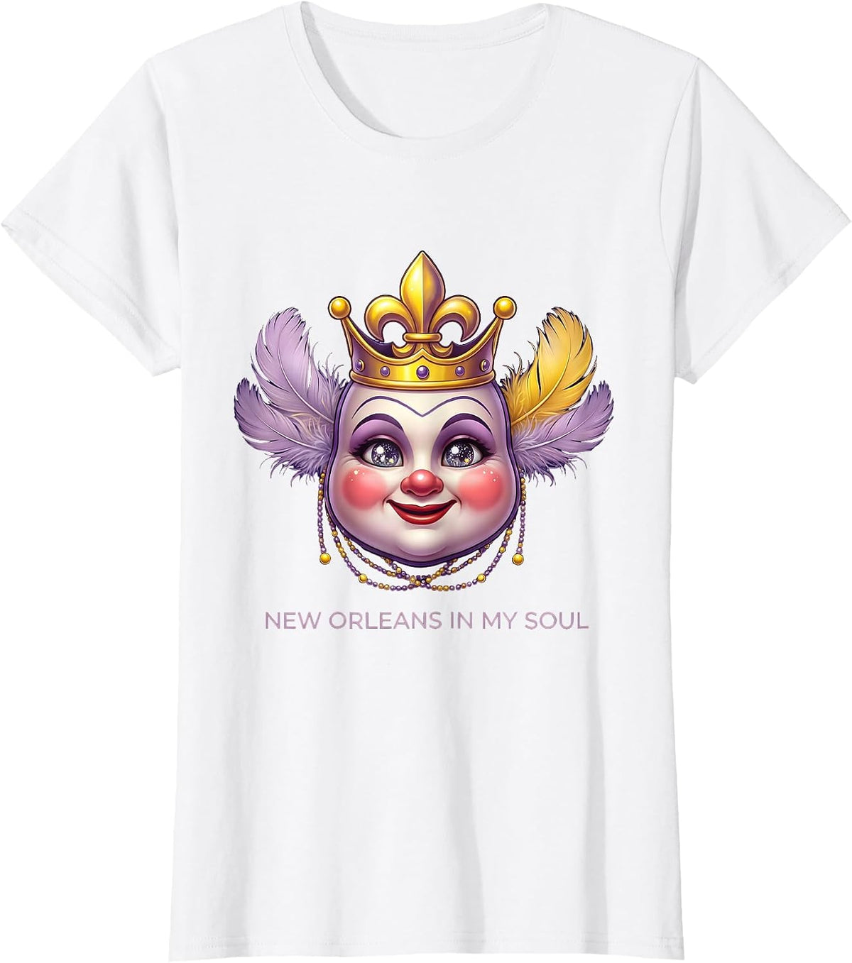 New Orleans In My Soul Mardi Gras Design T-Shirt - White
