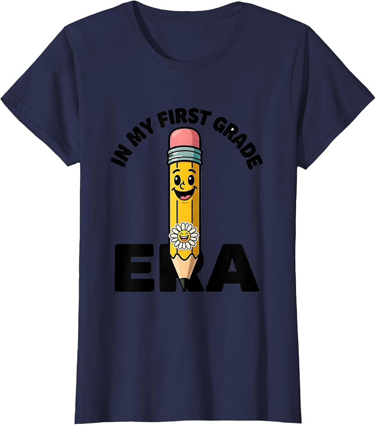 Women's In My First Grade Era Groovy First Grade Back To School T-Shirt - Navy Blue
