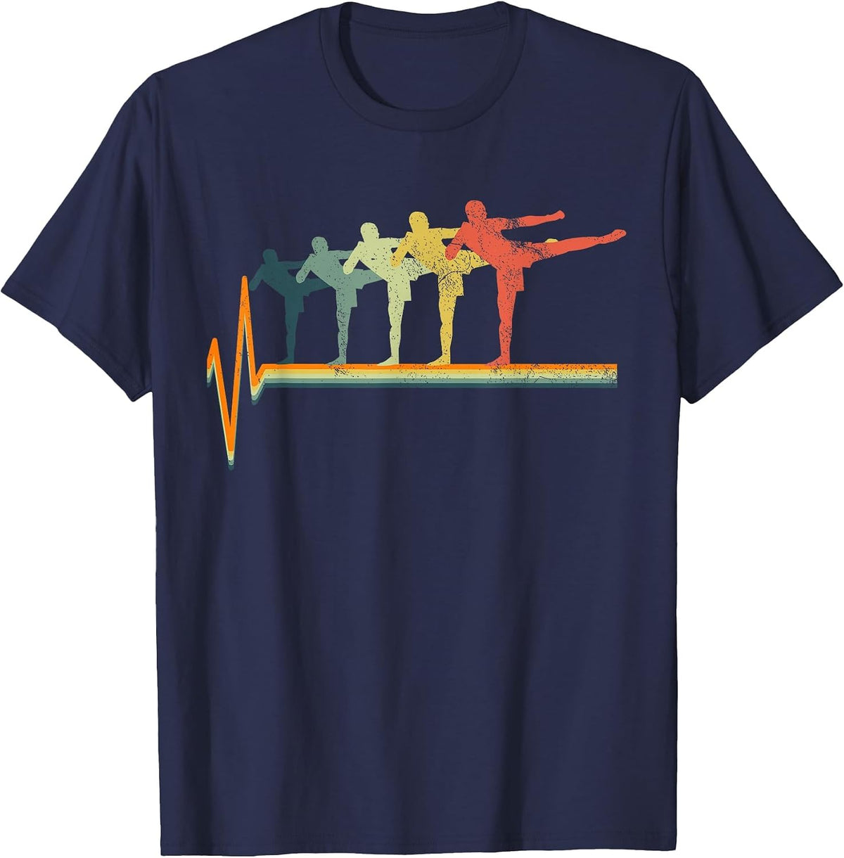 Kickboxing Muay Thai Thaiboxing MMA Vintage T-Shirt - Navy Blue