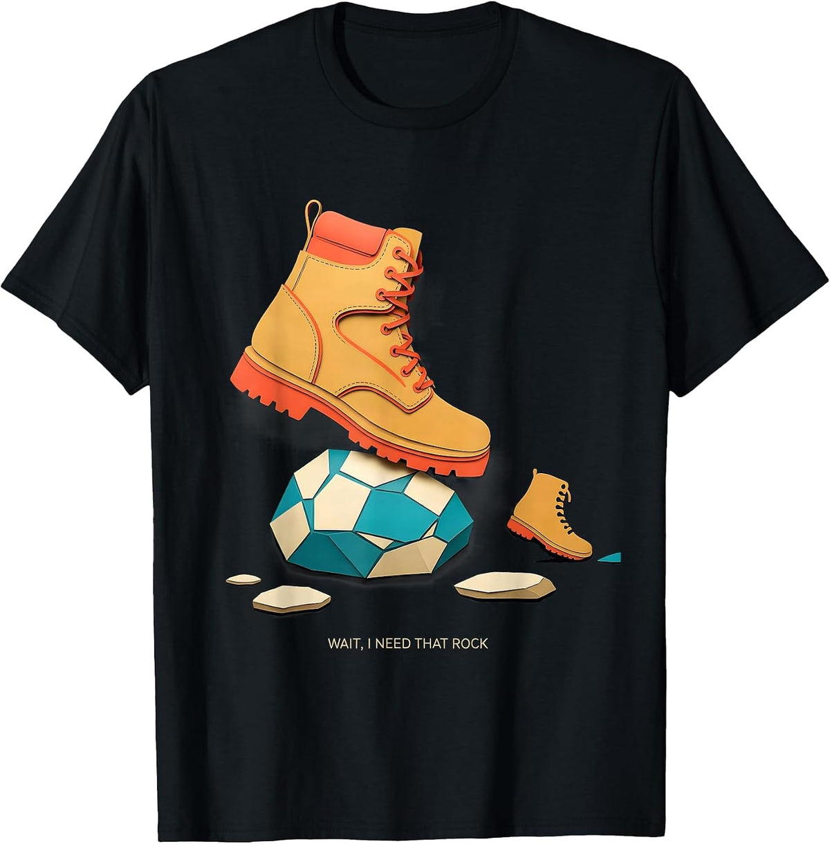 Men's Wait I Need That Rock Funny Rock Collector Geology T-Shirt - Black