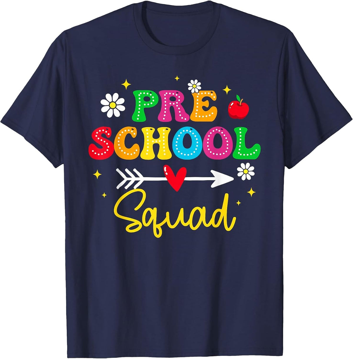 Preschool Squad Student Teacher Back to School Preschool T-Shirt - Navy Blue