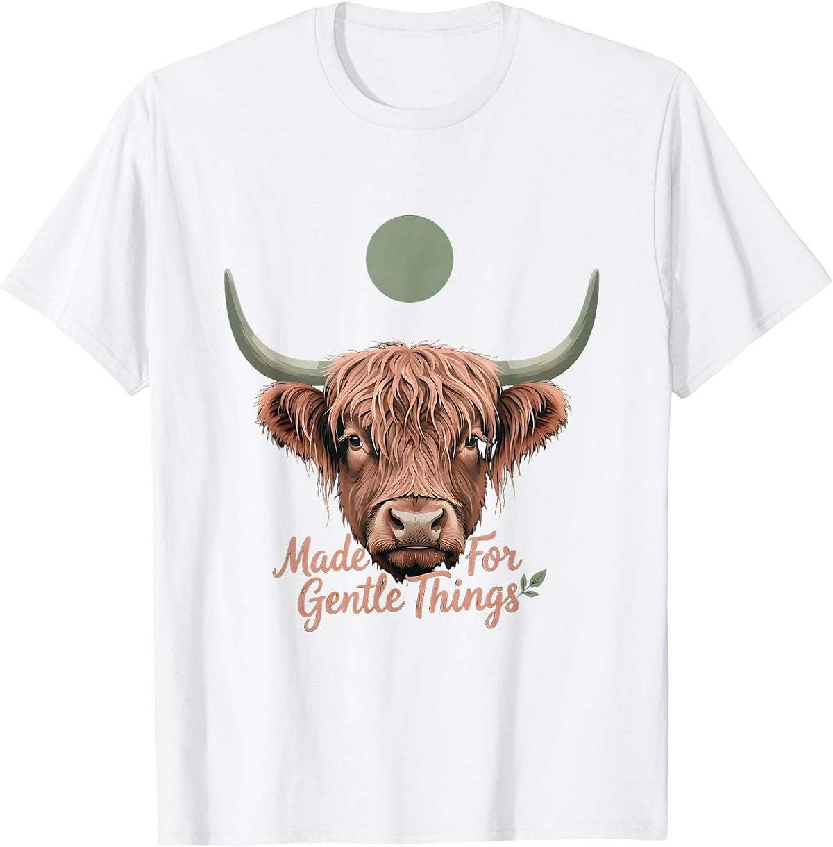 Men's Made For Gentle Things Boho Highland Cow Farm Animal Lover T-Shirt - White