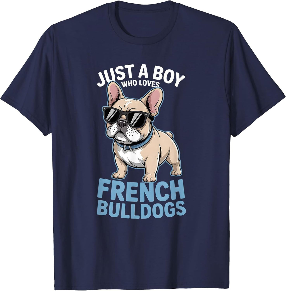 Boys French Bulldog T-Shirt - Navy Blue