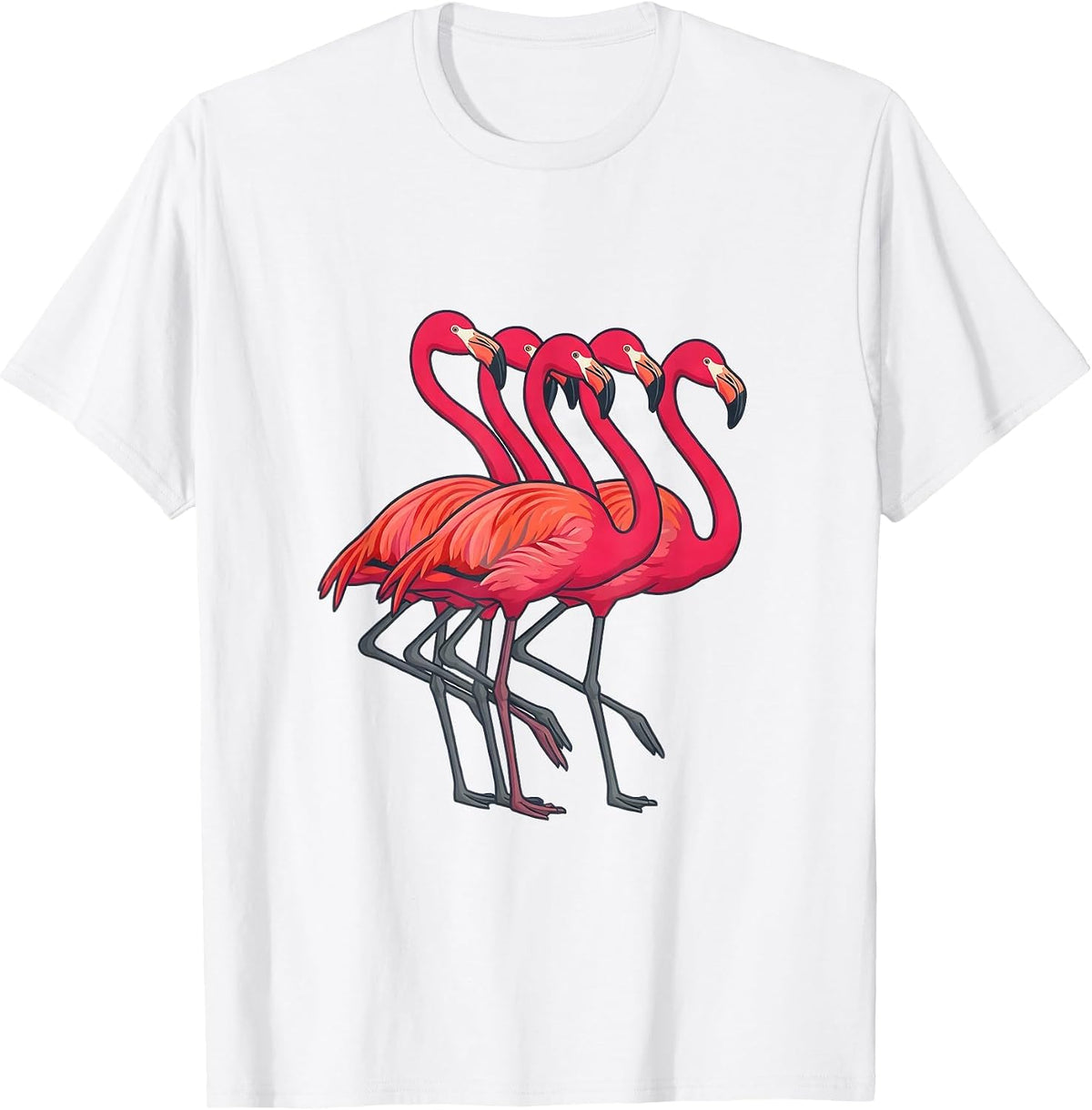 Men's Pink Flamingo Flat Vector Bird Humor Matching Family T-Shirt - White