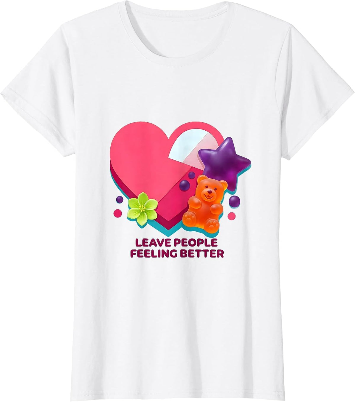 Women's Leave People Feeling Better Kindness Design T-Shirt - White
