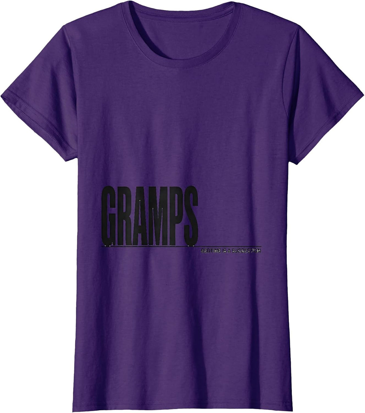 Women's GRAMPS BEDTIME IS A SUGGESTION Funny Grandpa Gift T-Shirt - Purple