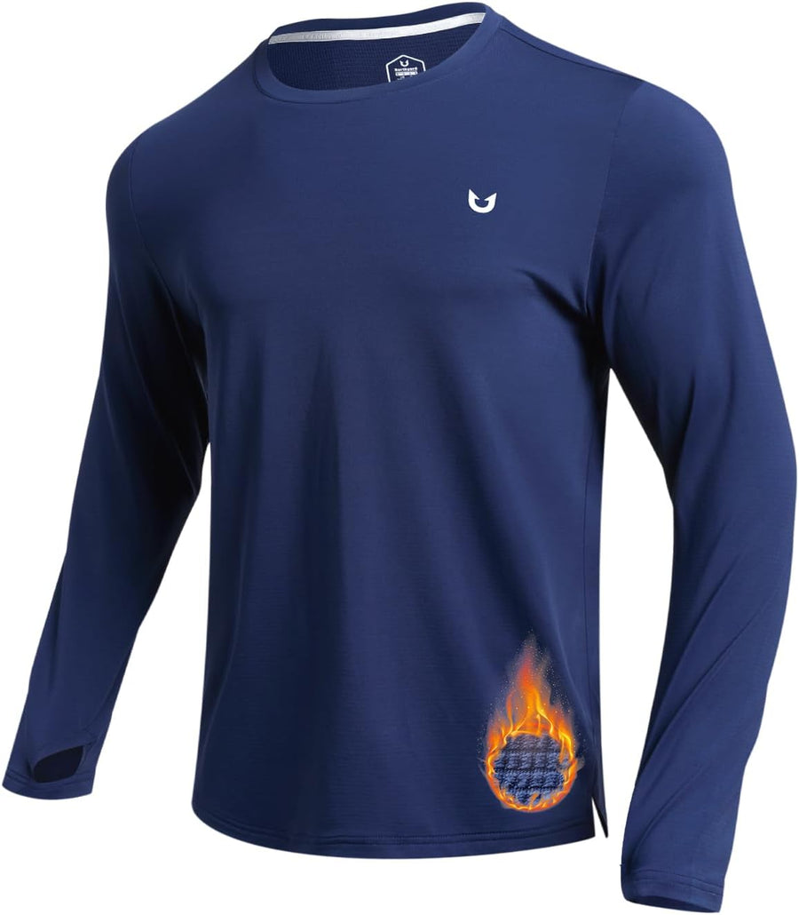 NORTHYARD Men's Thermal Running Shirt Cold Weather Long Sleeve Base Layer - Navy