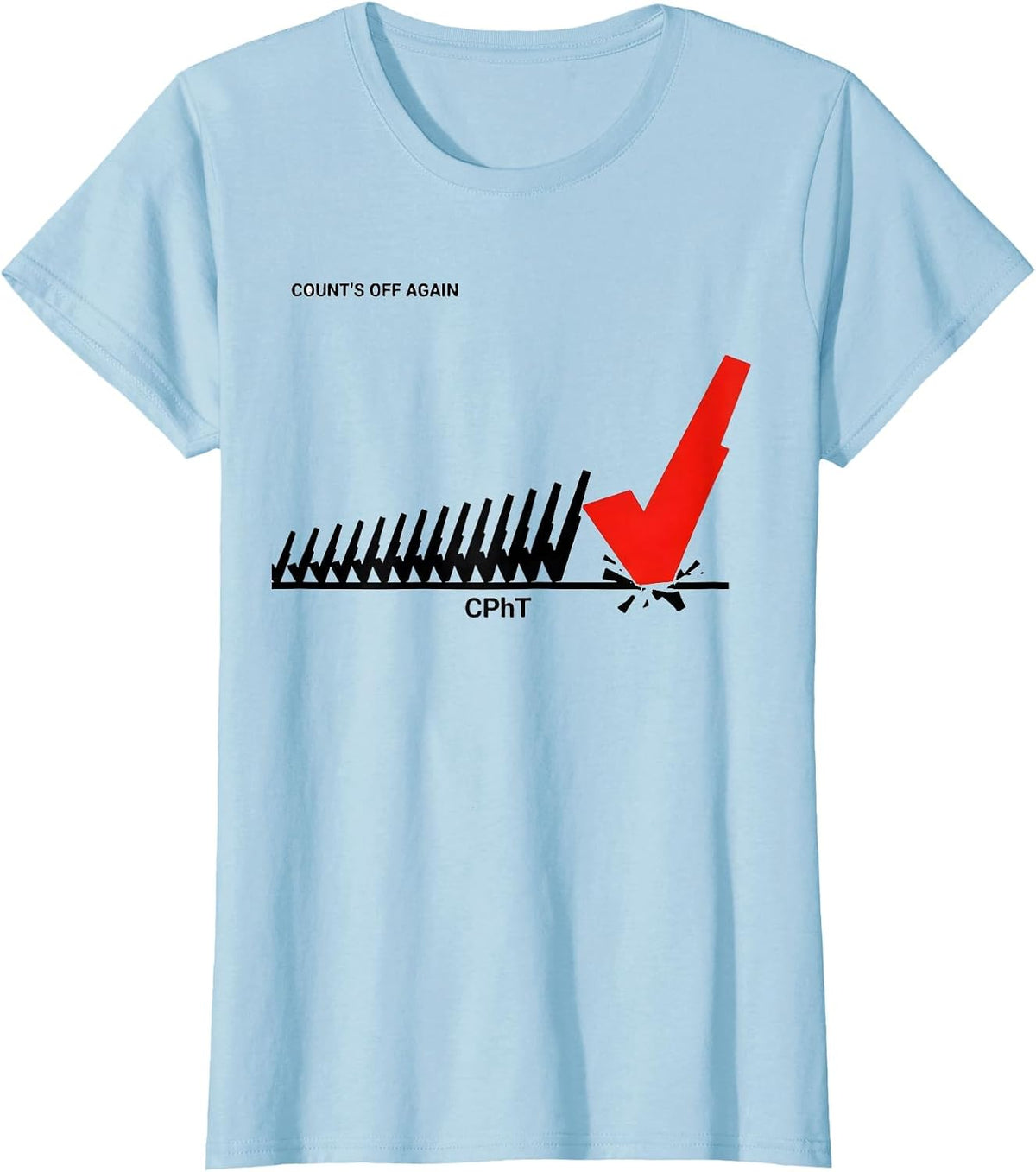 Women's Count's Off Again CPhT Funny Pharmacy Tech Grad Gift T-Shirt - Baby Blue