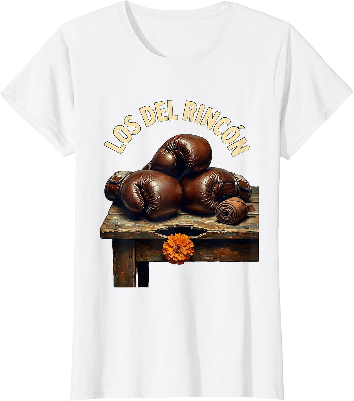 Los Del Rincón Vintage Boxing Glove Día de los Muertos T-Shirt - White
