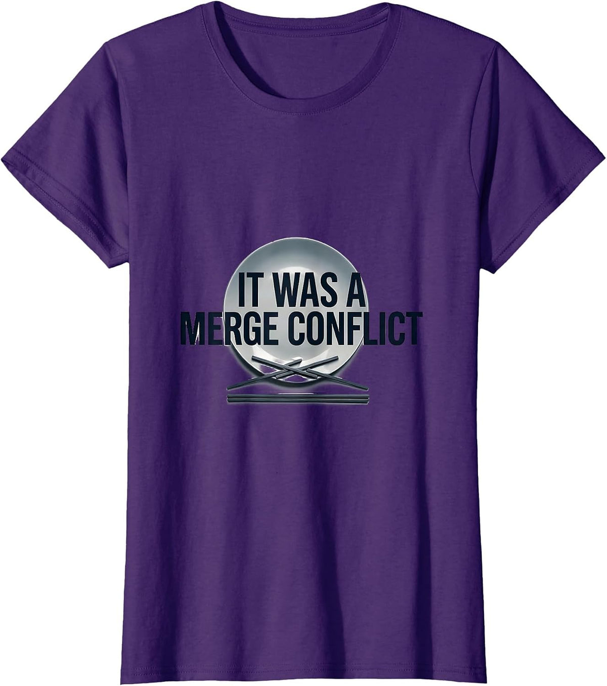 Women's It Was A Merge Conflict Funny IT Support Programmer Gift T-Shirt - Purple