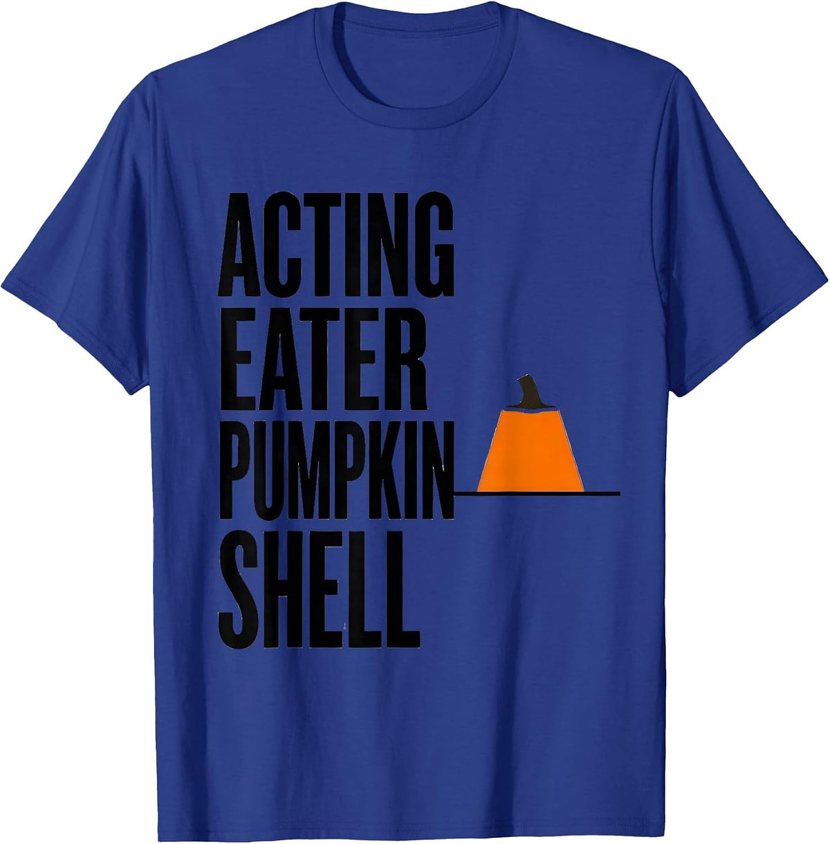 Men's Acting Eater Pumpkin Shell Minimalist Halloween Couples T-Shirt - Royal Blue