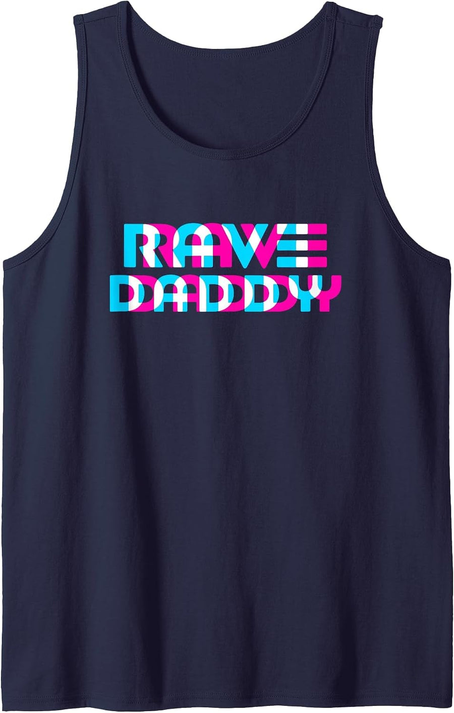 Rave Daddy EDM Music Festival Glitch Tank Top - Navy Blue
