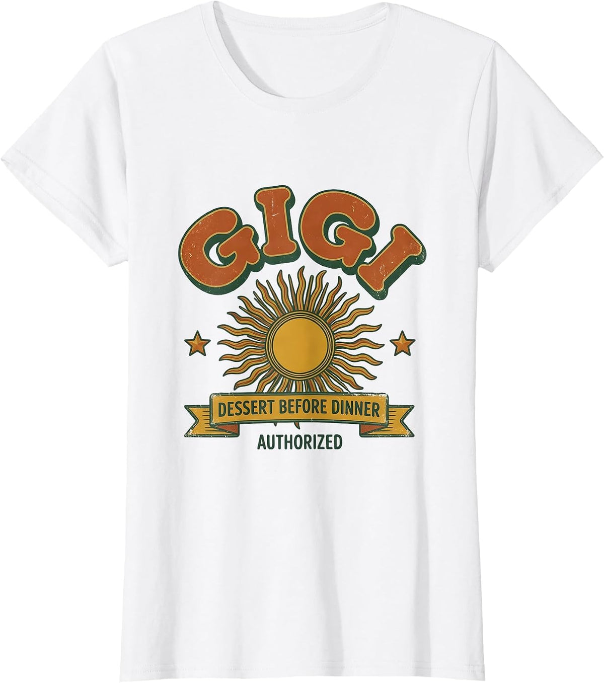 Women's Gigi: Dessert Before Dinner Authorized Vintage Retro Family T-Shirt - White