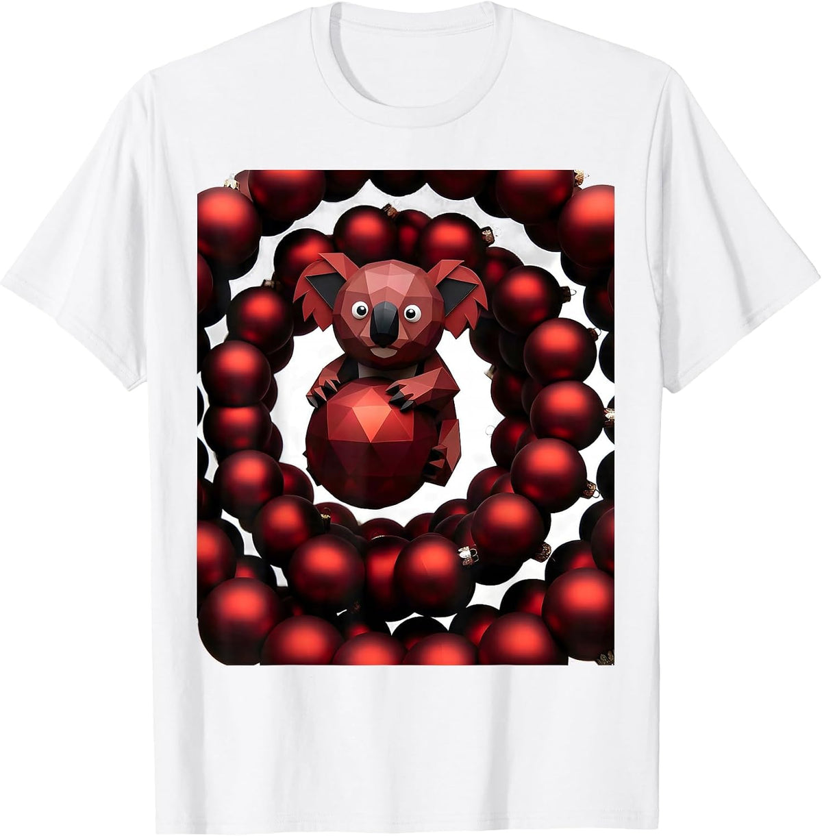 Men's Geometric Koala Cute Holiday Novelty Gift T-Shirt - White