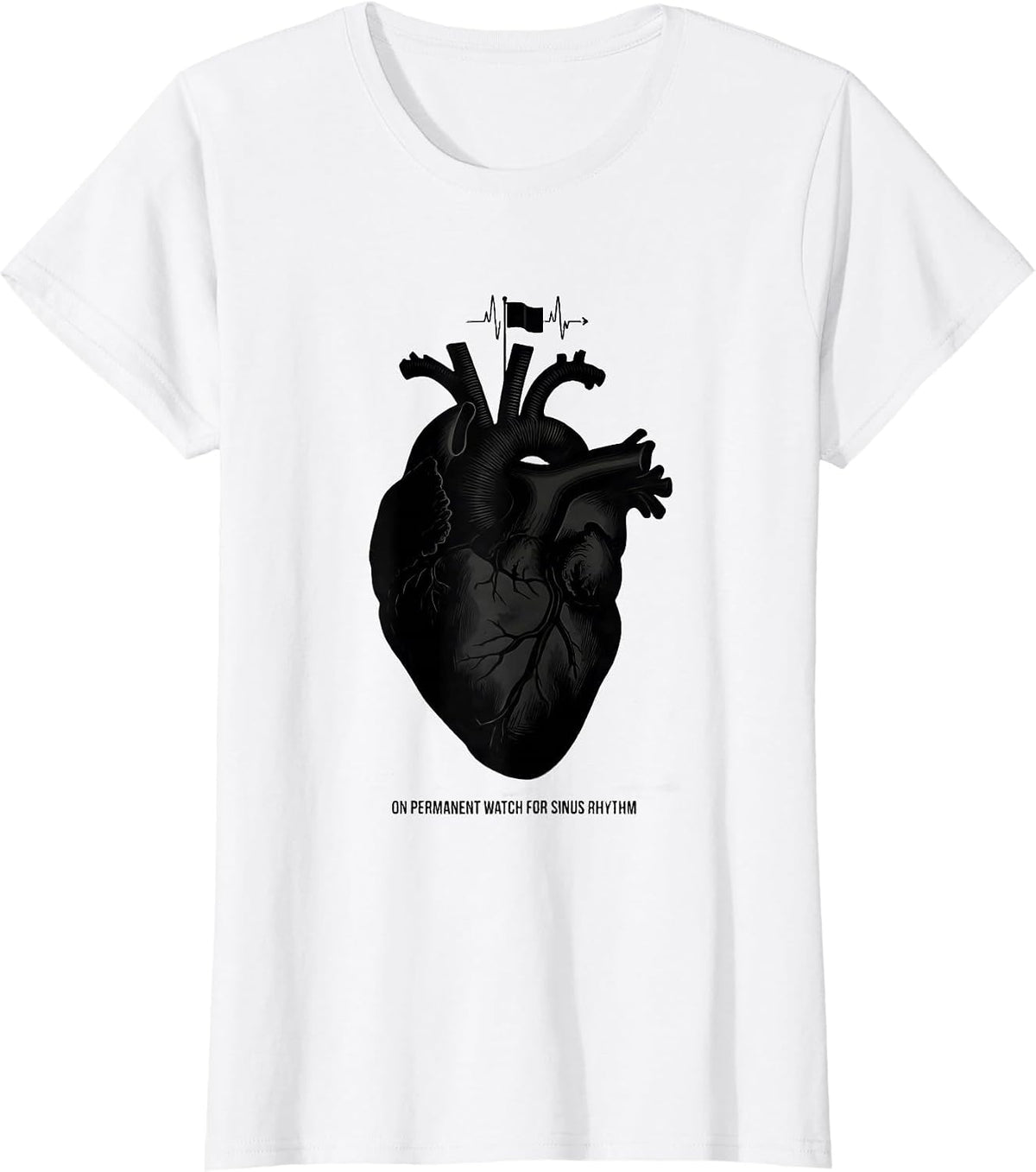 On Permanent Watch For Sinus Rhythm Cardiac Nurse Anatomy T-Shirt - White