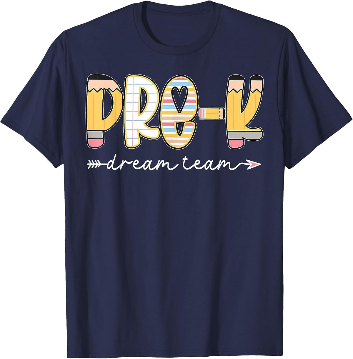 Pre-K Dream Team Back to School Preschool Teacher Kids T-Shirt - Navy Blue
