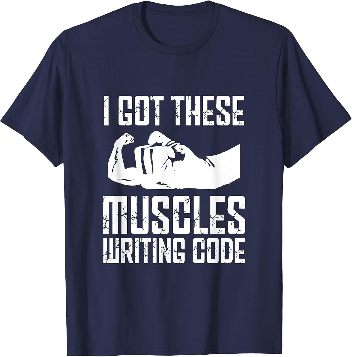 Funny Programming Programmer Muscles Coder Software Engineer T-Shirt - Navy Blue