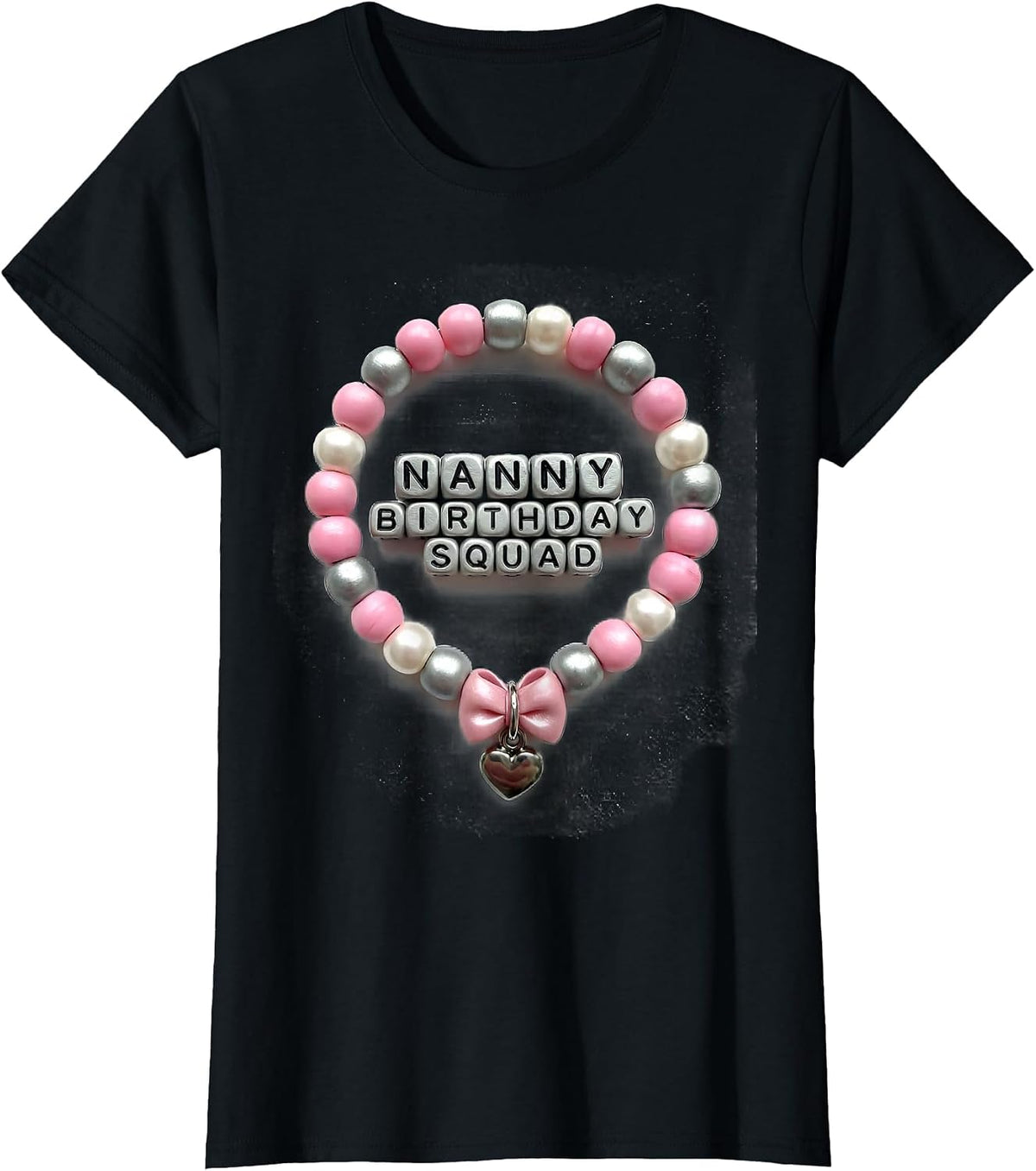 Nanny Birthday Squad Coquette Bow Family Matching T-Shirt - Black