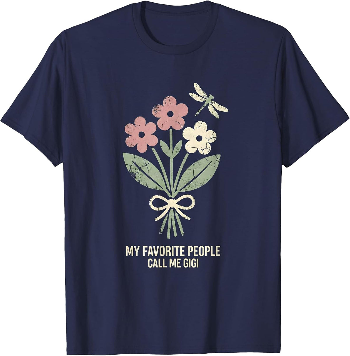 Men's My Favorite People Call Me Gigi Floral Boho Grandma Gift T-Shirt - Navy Blue