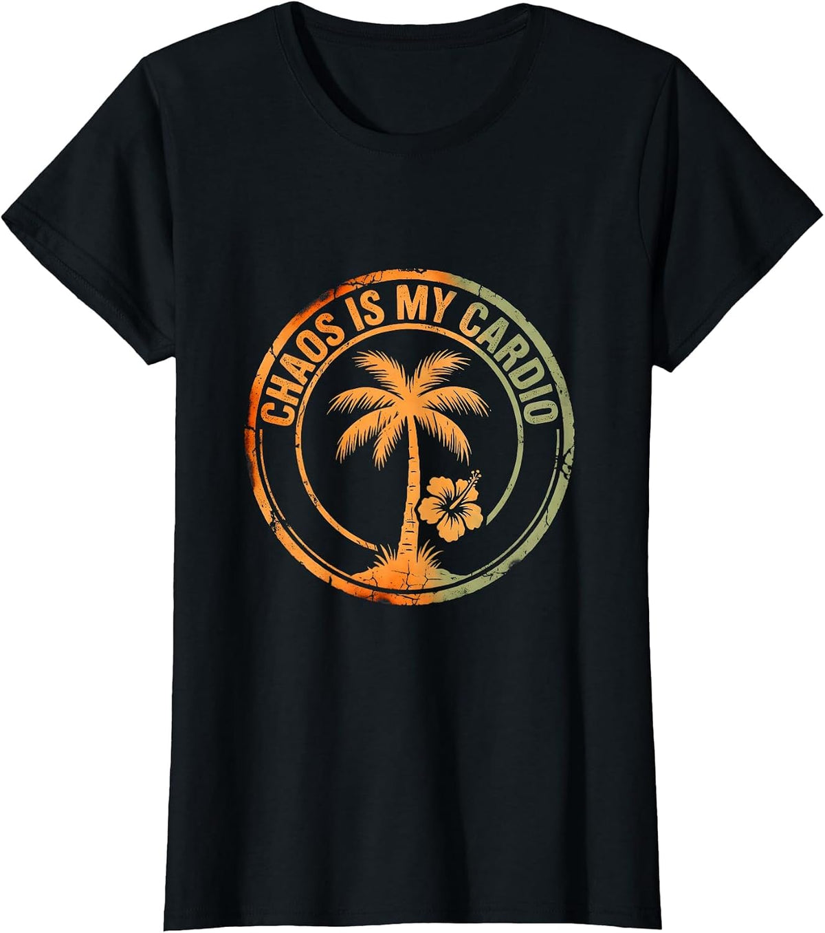 Women's Chaos Is My Cardio Chaos Coordinator Design T-Shirt - Black