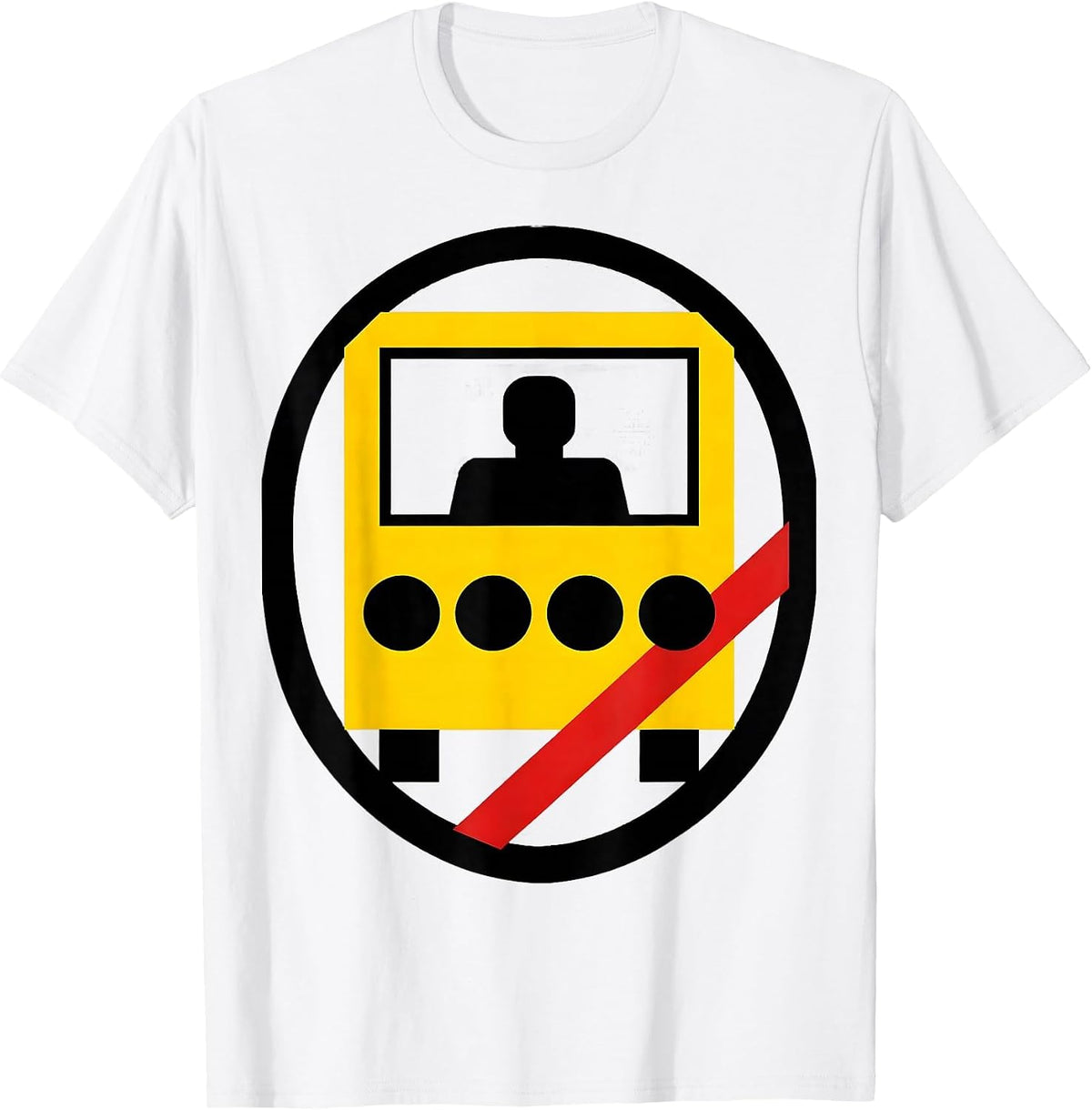 Men's School Bus Driver Shield Badge Modernist Driver Appreciation T-Shirt - White