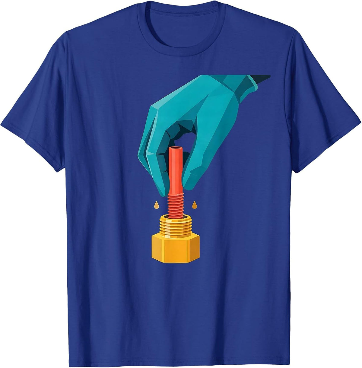 Men's Plumbing Pipe Joint Funny Plumber Pipefitter Humor T-Shirt - Royal Blue