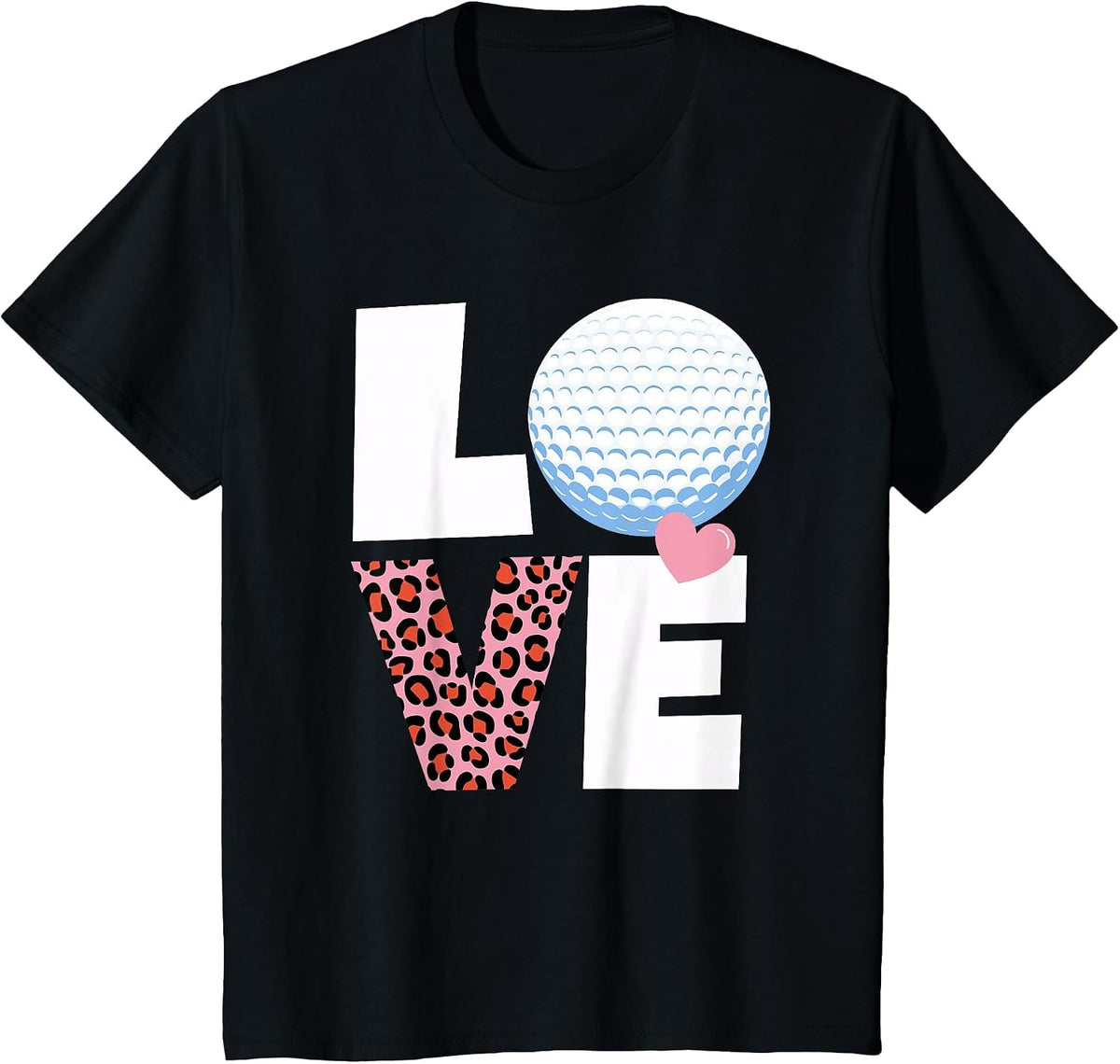 I Heart Golf Womens or Girls Golf T-Shirt - Black