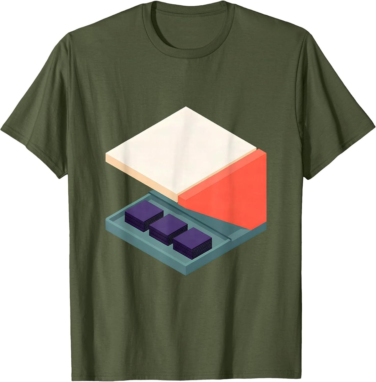 Men's Reply Console Isometric Vector AI Culture Humor T-Shirt - Olive Green