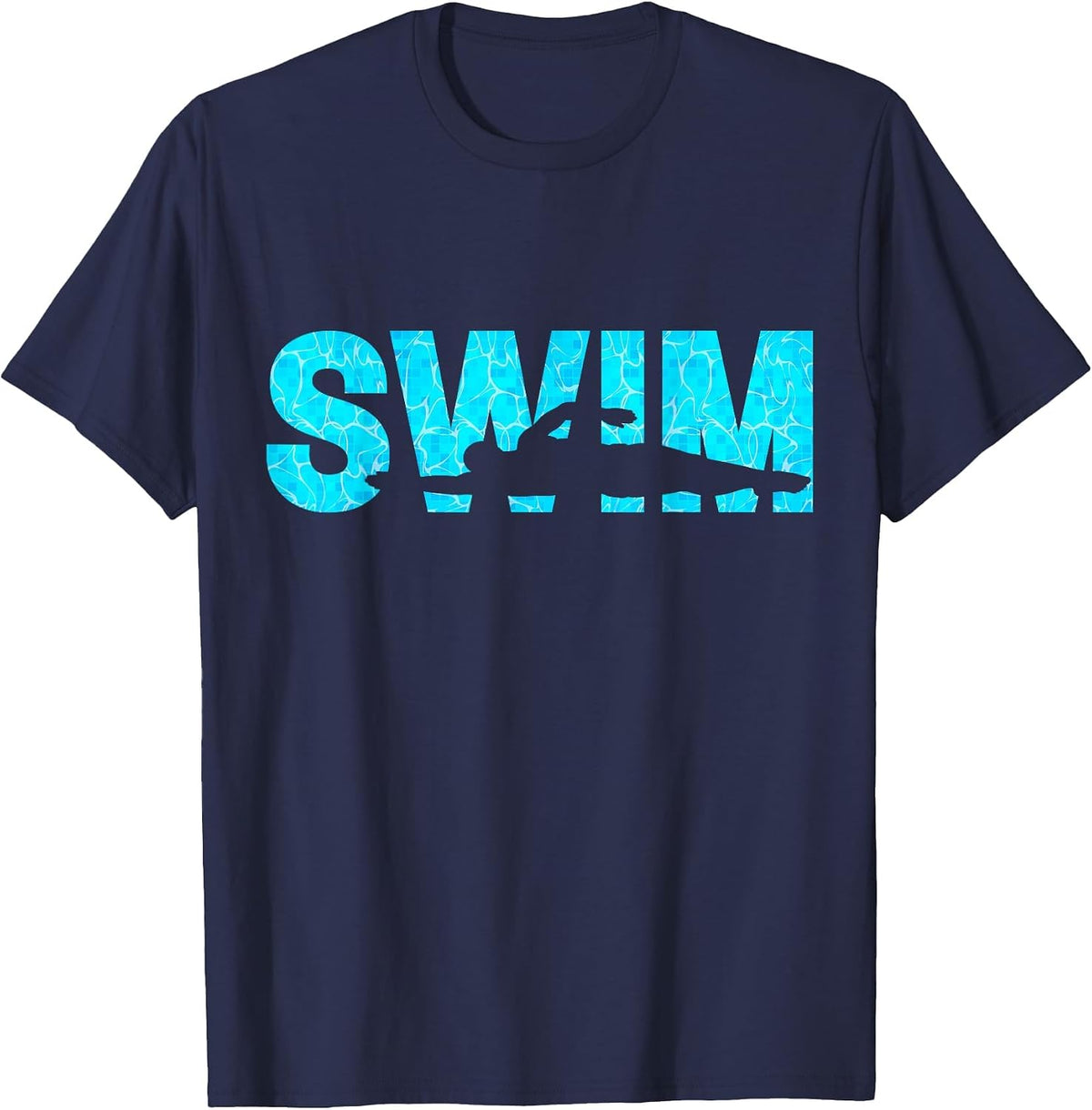 Swimming Swim Swimmer's Silhouette Coach Athlete Sports T-Shirt - Navy Blue